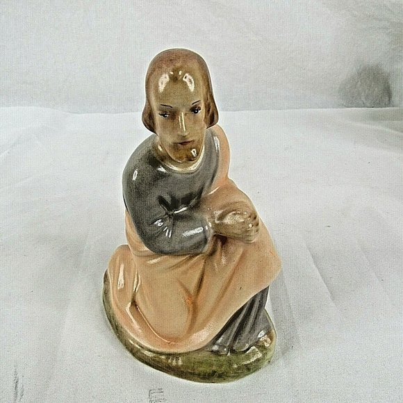 Vintage Christmas Nativity Set Hand Painted 8"  6 pc 1980s Ceramic - Picture 3 of 12